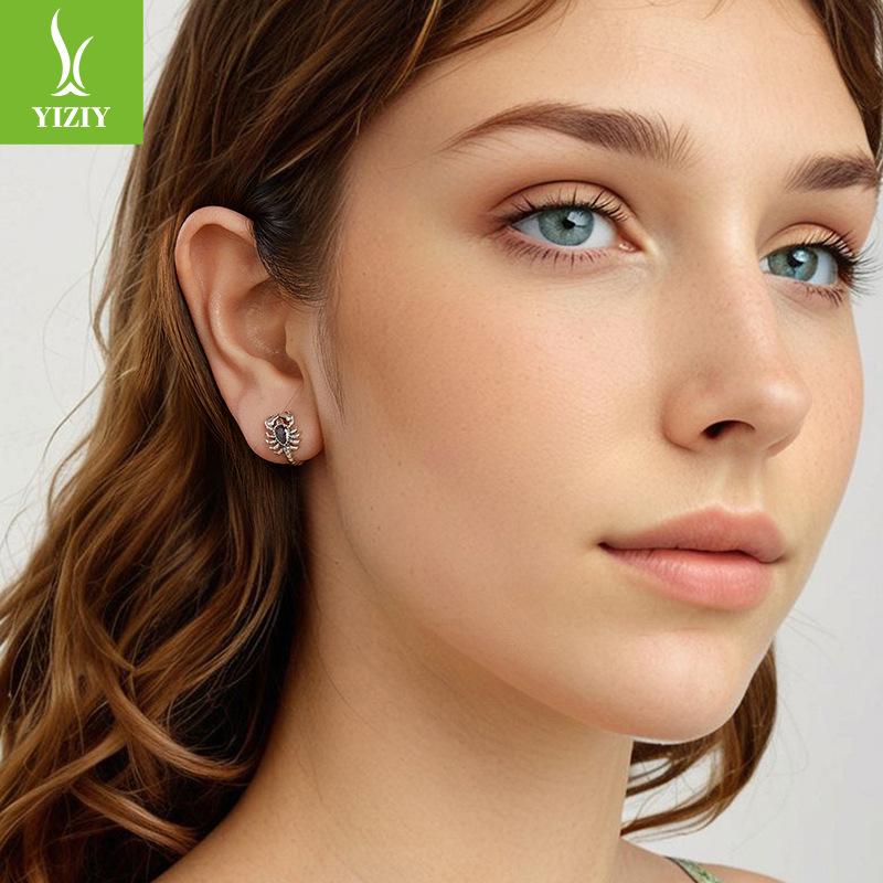 S925 Sterling Silver Retro Scorpion Stud Earrings Cross-Border Ins Style Personalized Creative Men'S And Women'S Earrings