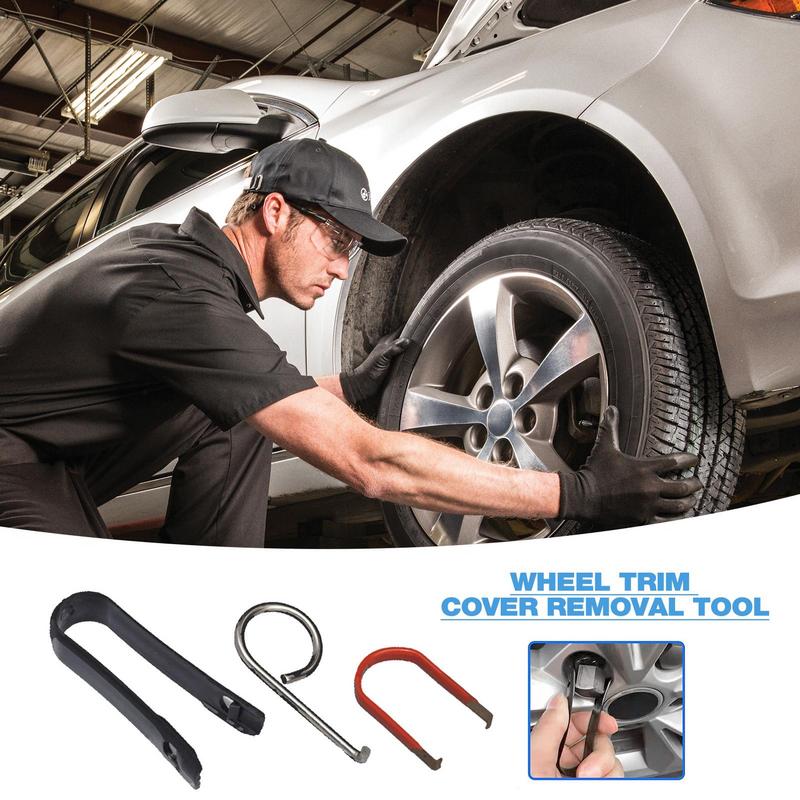 Wheel Cover Remover 3pcs Car Wheel Bolt Nut Caps Extractor Removal Puller Tools Center Cover Dismantle Hook Clips Repair Tool