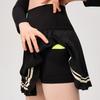Women's Slim Fit College Style Tennis Set: Long Sleeve Top & Striped Pleated Skirt