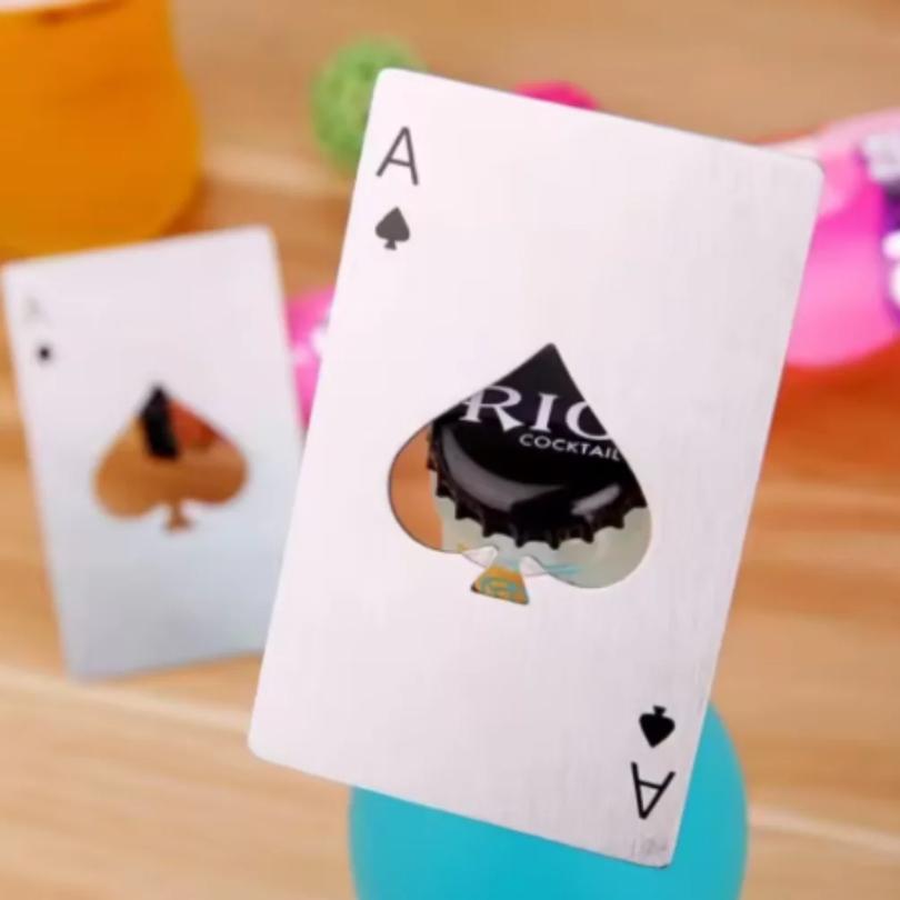 Hot salesAce of Spades Credit Card Size Bottle Opener Creative Playing Card Shaped Portable Stainless Steel Bottle Opener