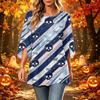 Women's Halloween Print Casual Top, Round Neck, Three-Quarter Sleeve, Loose Fit