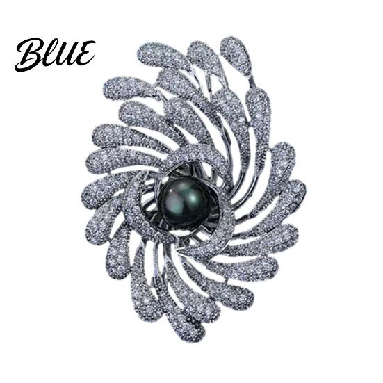 Irregular Design Lapel Pin Women Brooch Rhinestones Imitation Pearl Inlay