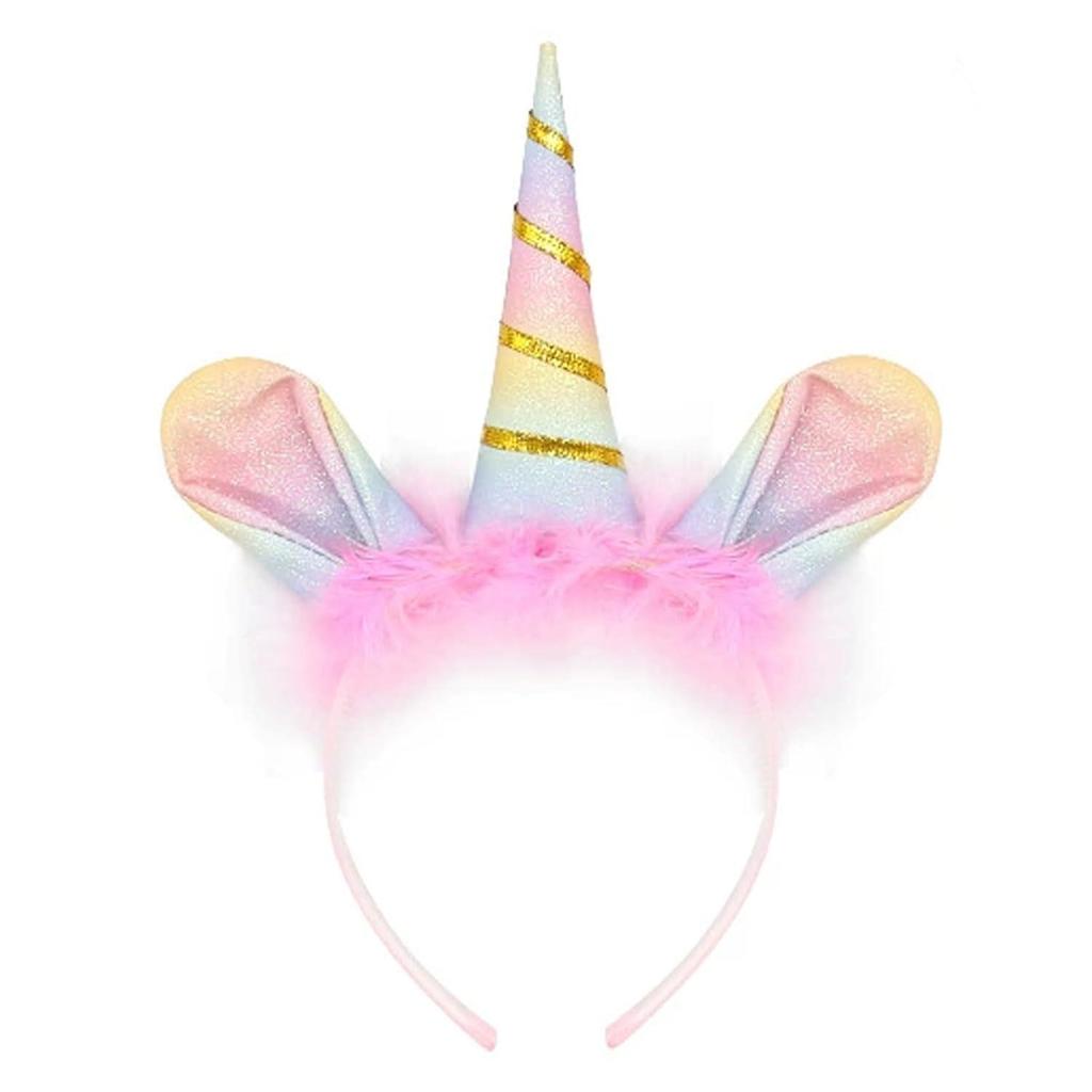 Halloween Rainbow Unicorn Horn & Ears with Feathers - Children's Headband