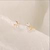 Pearl Stud Earrings: Japanese & Korean Bow Design for Women, Anti-Allergy Silver Needle