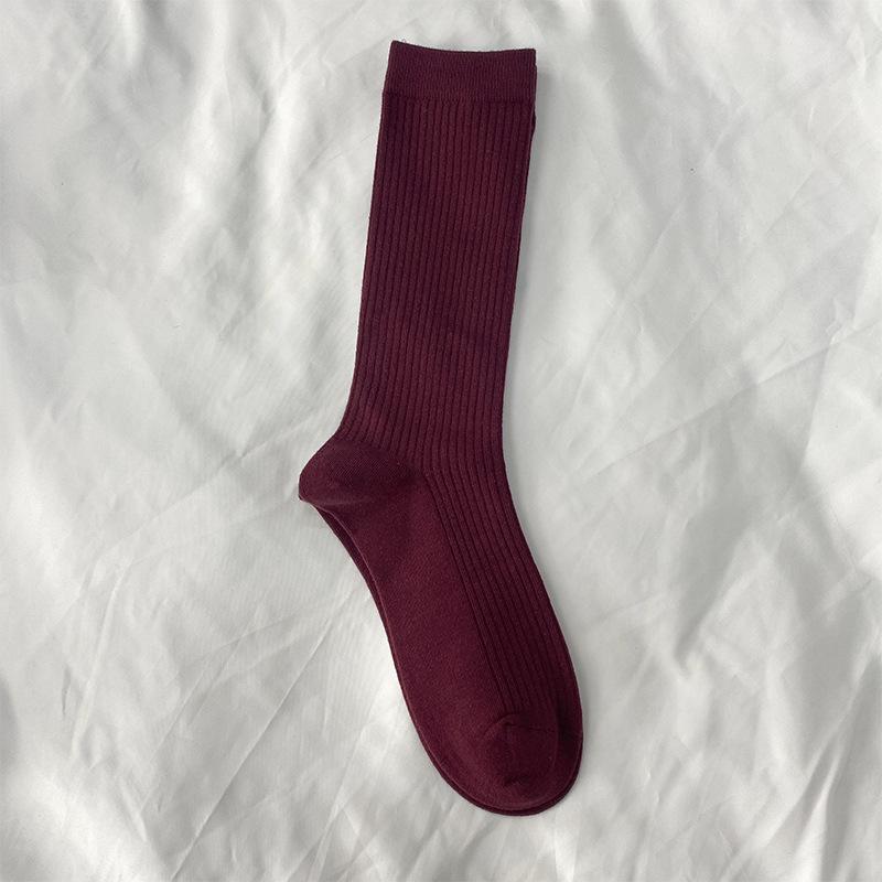 

Женские весенне-осенние простые и универсальные бесшовные однотонные гольфы-трубы 1 pair красный