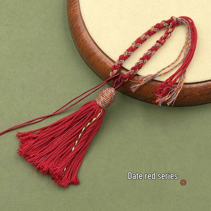 Tibetan Handwoven Cotton Tassel Keychain & Car Pendant with Four-Strand Braid