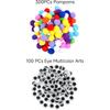 1 Zoll Gemischte Pompons mit Augen Mehrfarbig Bastel Pom Pom Bälle für Kinder