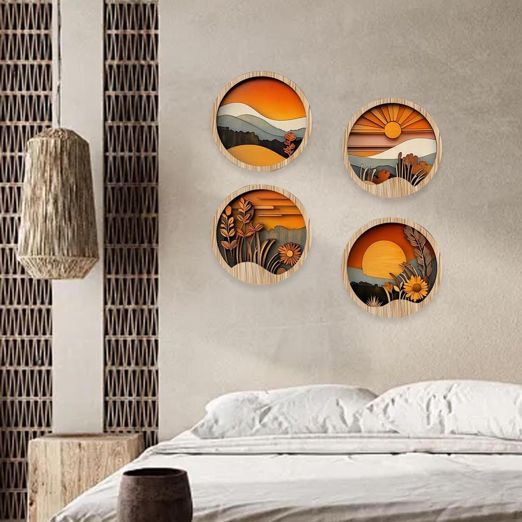 4 Hanging Wood Signs for Bohemian Wall Art Display