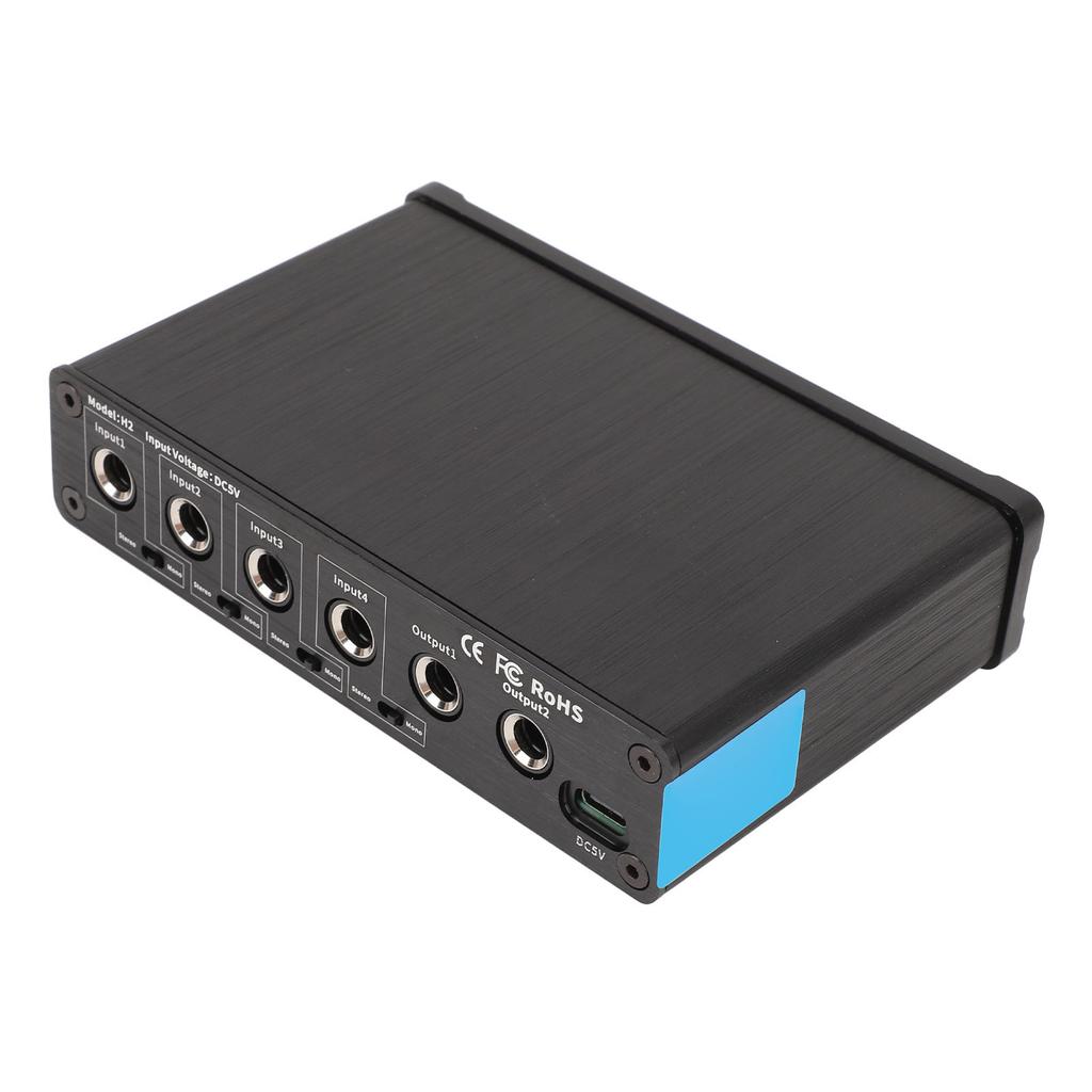 4 In 2 Out Sound Mixer 6.35mm Stereo Mono Channel Switching Independent Control Mixer for