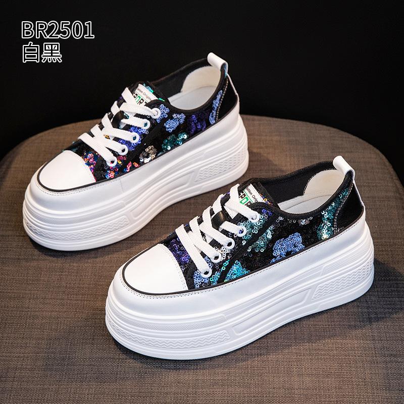 Board shoes spring and autumn new muffin thick-soled small breathable sequins 34