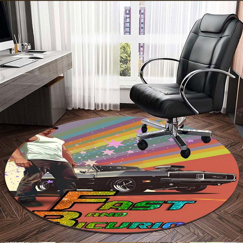Fast & Furious Print Round Rug, Washable Floor Carpet, For Entryway Dorm Laundry Room Office Study, Home Decor Birthday Christmas Gift