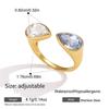 Stainless Steel Geometric Shape CZ Zircon Open Ring for Women 18K Gold Plated Stackable Fashion Finger Jewelry Anti Allergic