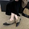 Winter simple square head thick heel fluffy shoes women's comfortable one-pedal elegant lazy shoes shallow single shoes
