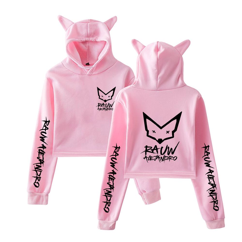 Sexy Women Rauw Alejandro Print Cropped Sweatshirts Oversize Loose Harajuku Pullovers Korean Casual Tops