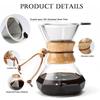 Pour Over Coffee Maker with Reusable Stainless Steel Filter and 100Pcs Filter Paper, 13.5/20oz Borosilicate Glass Coffee Carafe