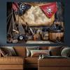 Pirate Treasure Map Tapestry - Vintage Nautical Home Decor & Party Background