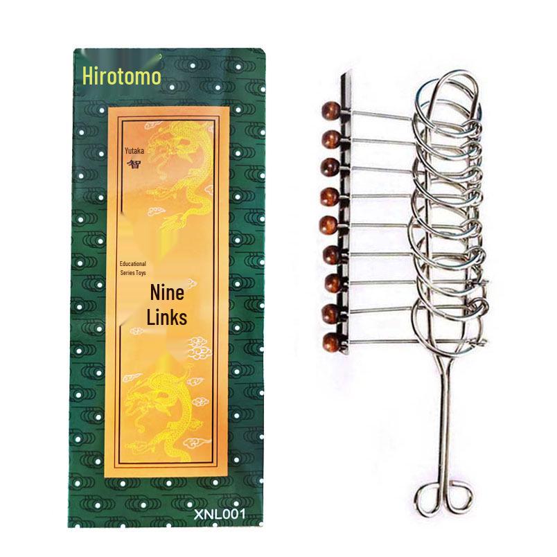 Nine-Ring Metal Puzzle - Eight-Piece Disentanglement Brain Teaser Set