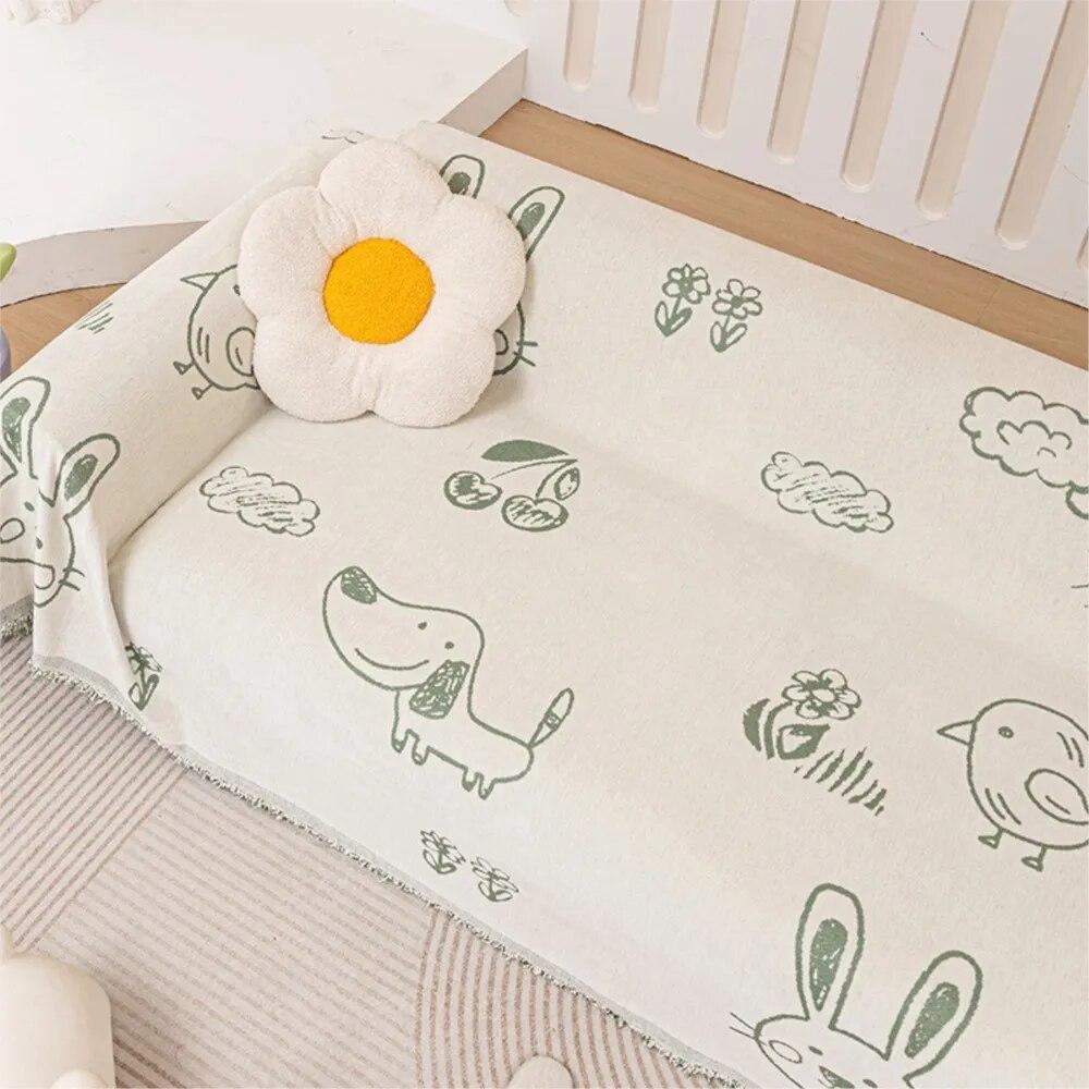 Cute Print Sofa Cover Chenille Sofa Towel Blanket Couch Cover Universal Anti-cat Scratch Sofa Cover for Living Room 1/2/3 Seater