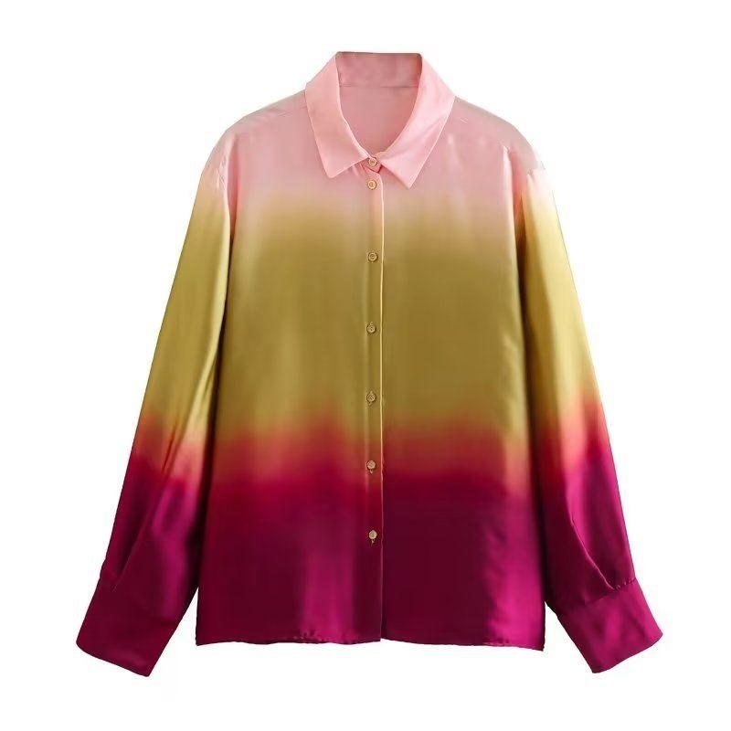 Fashion Style Spring New Arrival Fashion Women's Fashion Clothing Tie-Dyed Print Long Sleeves Lapel Shirt 2633352 330
