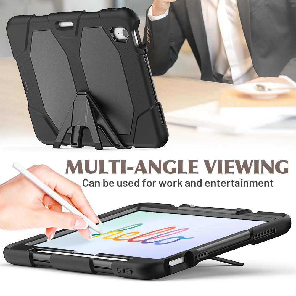 For iPad Air 11 (2025)/(2024) Case with Built-In Screen Protector Kickstand PC+Silicone Tablet Cover