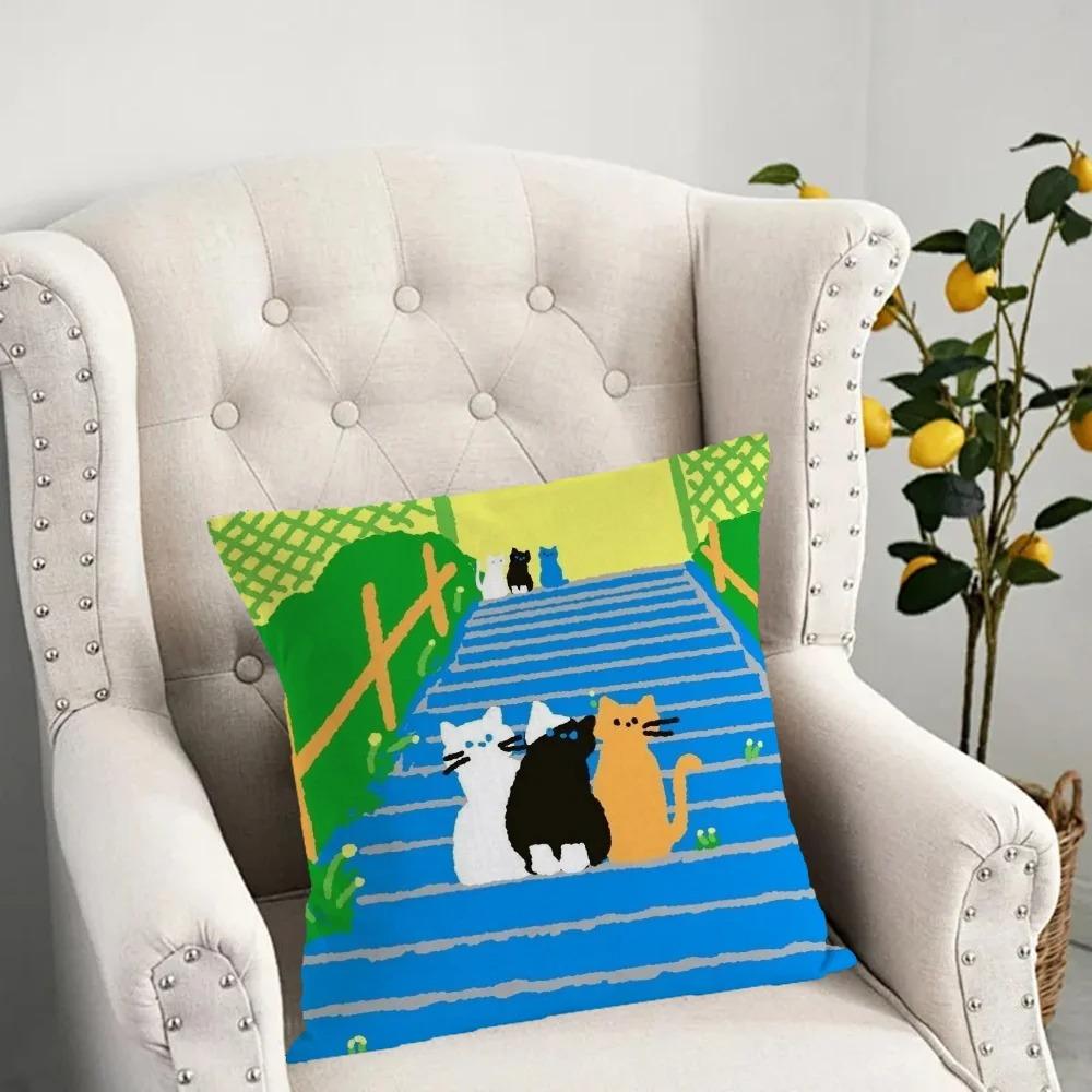 Cat Art Painting Pillowcase Dormitory Decoration Office Living Room Sofa Home Pillowcase