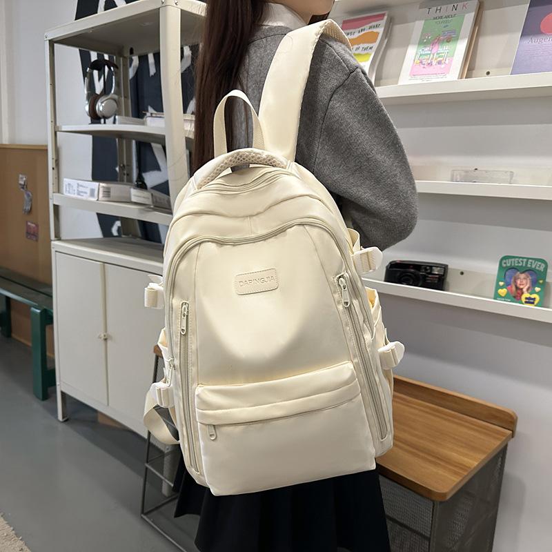Student schoolbag new labeling large capacity ins wind early high school student backpack белый