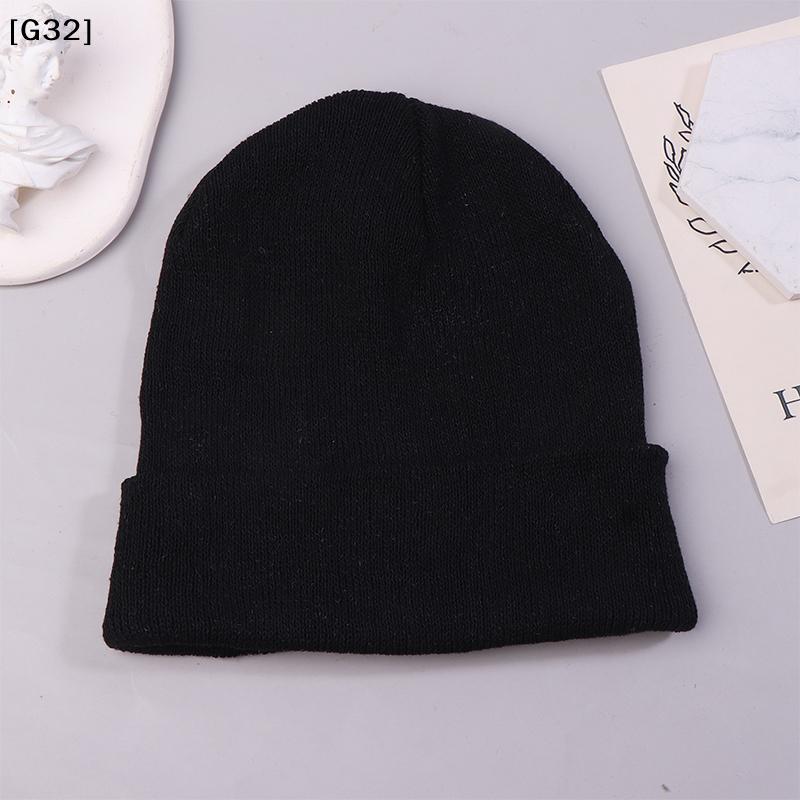 Black Knitted Woolen Beanie Hat Warm Pullover Hip Hop Snow Hat Multiple Colors Optional[G32]