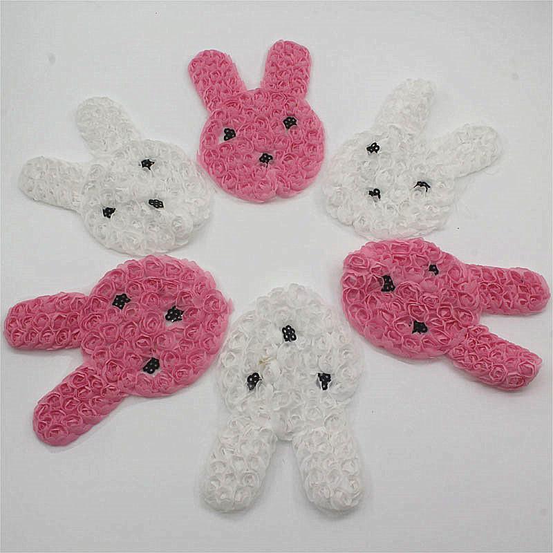 

20 шт./лот 14 см Большая потертая шифоновая голова кролика для одежды для маленьких девочек, платья, ромпера, швейные аксессуары, шифоновые розы, голова кролика
