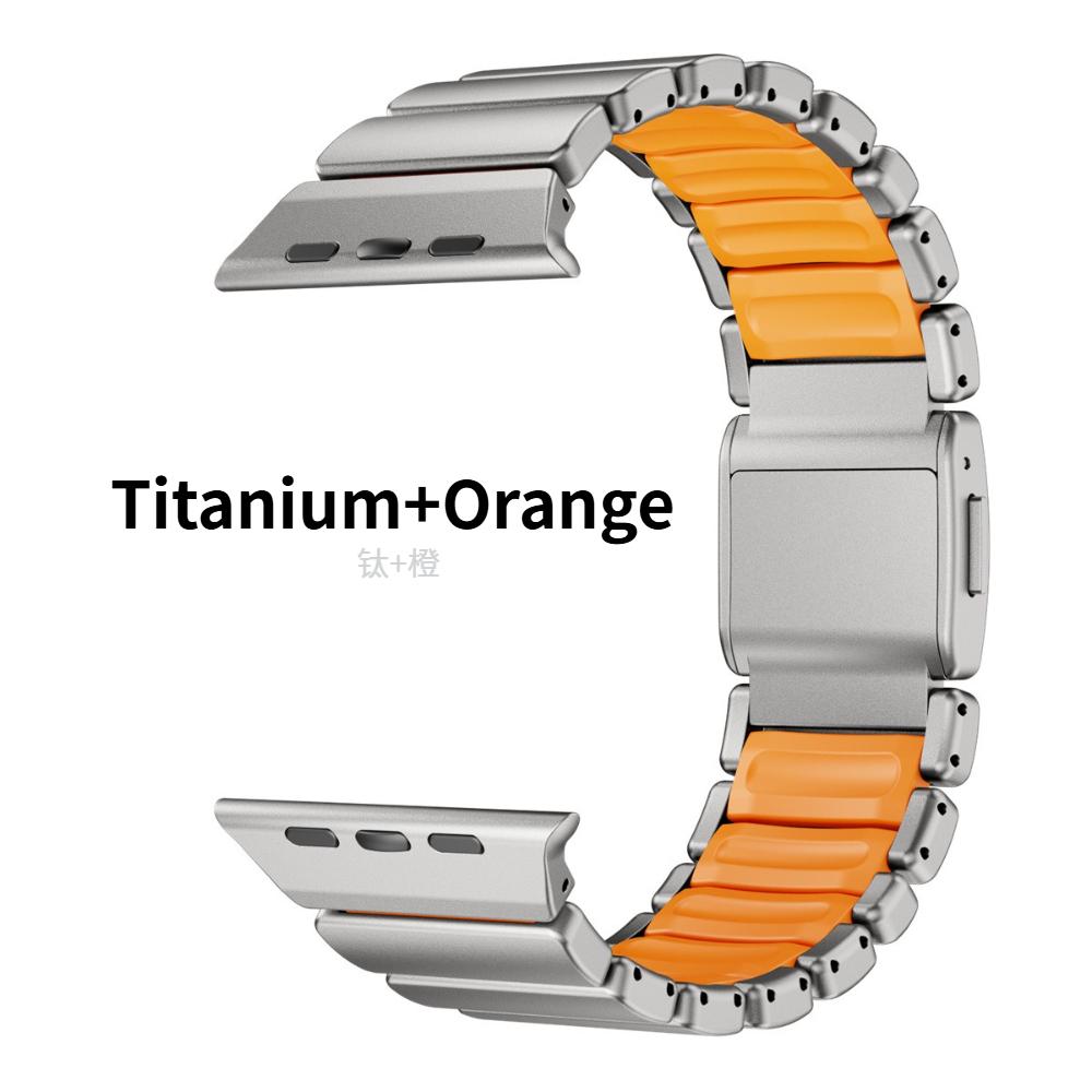 Titanium Fluoroelastomer Rubber Strap For Apple Watch Series 11 Band 46mm Magnetic Belt For Iwatch Ultra3 49mm 10 9 8 7 45mm 6 5 4 Se 44mm 42mm