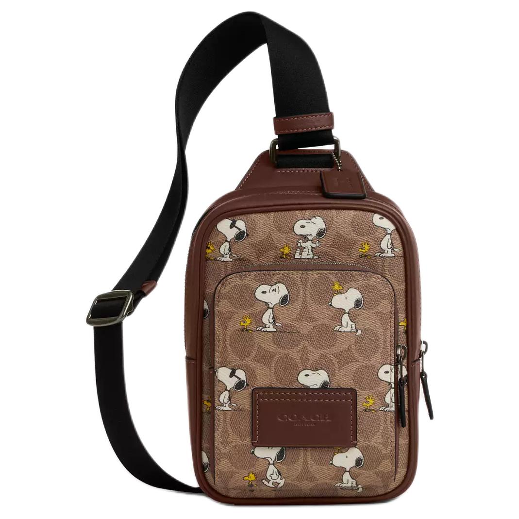 

Coach X Peanuts Snoopy Collaboration Racer 13 Cartoon Print Coated Canvas And Leather Mini Chest Bag Men bags Ochre CBK47-QBTAM Basic Set (Bag+Dust Bag)