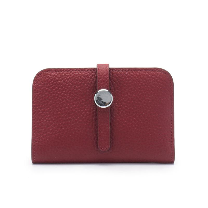New Wallet Women's Short Genuine Leather Fashion Top Layer Cowhide Ultra-thin Strap Women's Wallet Cowhide Suit Clip