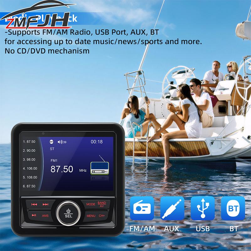 Waterproof Marine Boat MP5 Radio Player Bluetooth-compatible Digital Media Audio Stereo Player For RV ATV UTV SPA Speaker