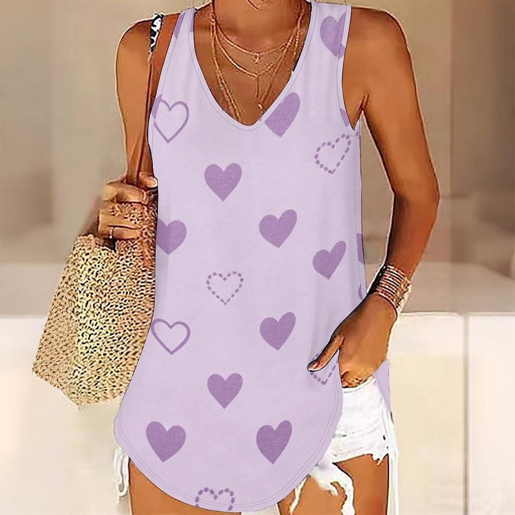3D Heart-shaped Pattern Printed Tank Tops for Women Workout Yoga Gym Printed Summer Sport Shirts Plus Size Vests