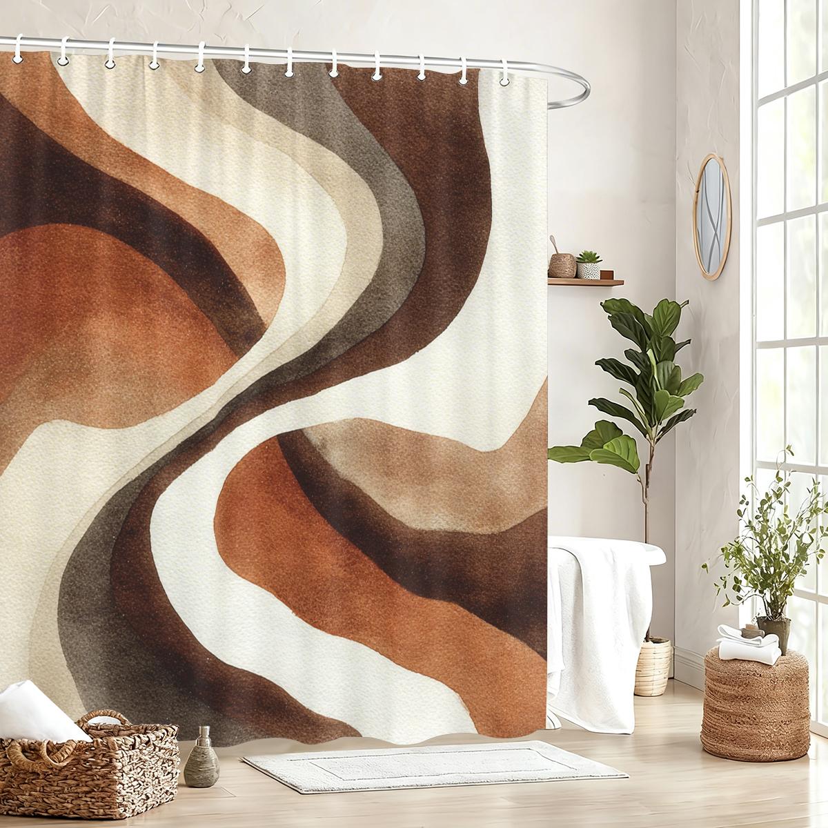 Jessica Chen Abstract Art Pattern Polyester Shower Curtain - Stylish Bathroom Decor, Modern Bathtub Partition Polyester For Home Hotel