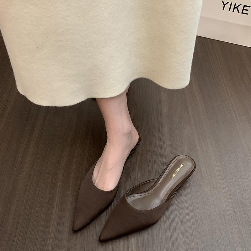 Fashion Summer Fashion Pointed Toe Mules Women Slippers Casual Dress Street Style Slides Ladies Slip On Shoes