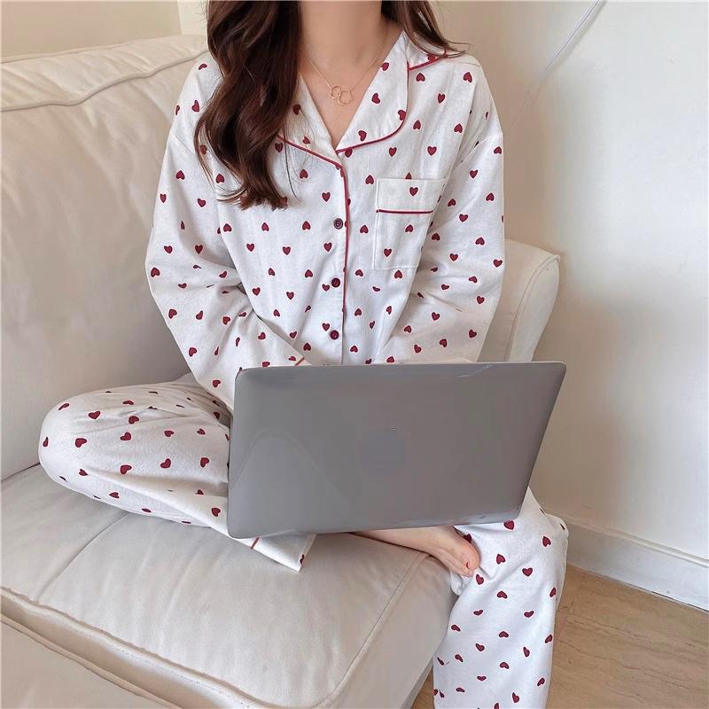 Koreanischen Stil Frühling Herbst Rest Pyjamas für Frauen Mode Langarm Hosen Hochwertige Elegante Komfortable Revers Loungewear