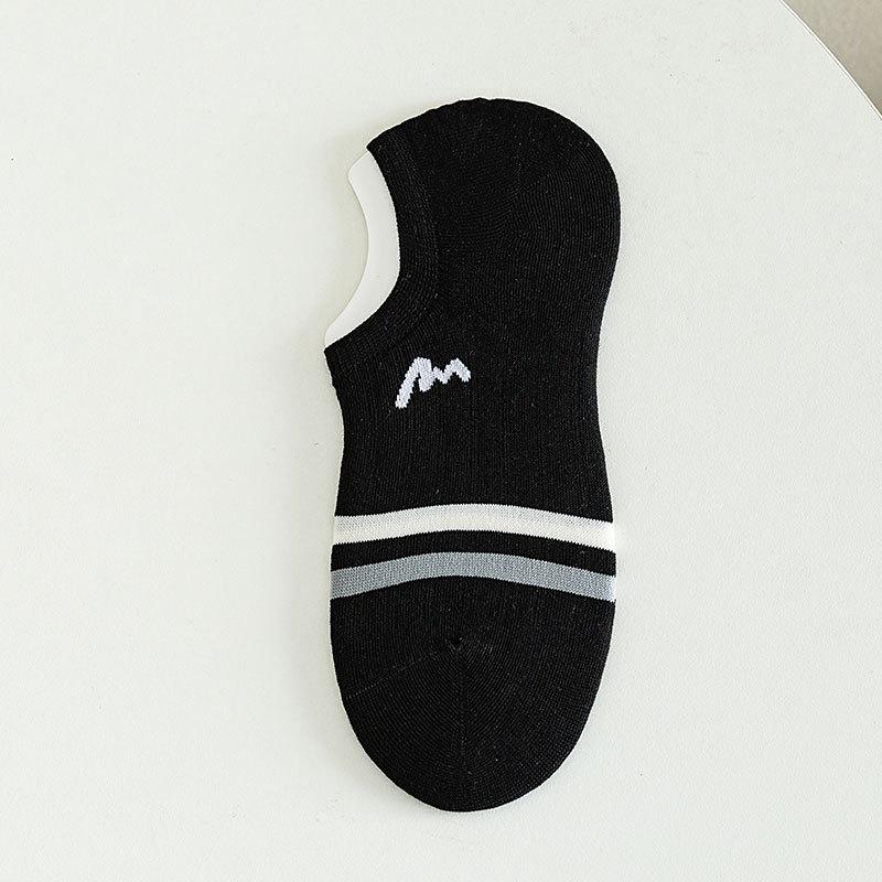 Summer Lightweight Breathable Invisible Socks for Men - Cotton-made, Odor-resistant, Trendy, Shallow-cut Striped Short Socks, Anti-slip Men's Socks