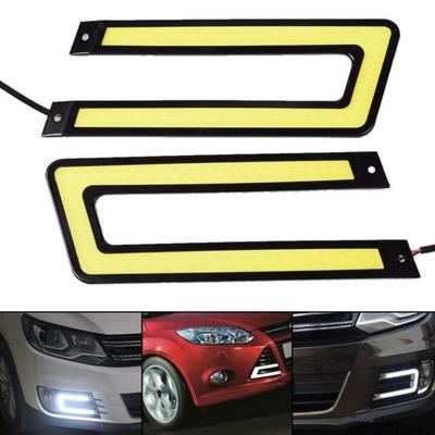 4 Stück U-Form Helles LED Außenlicht Auto Styling DRL Tagfahrlicht COB LED Licht Auto DC 12V Fahrlicht für Auto Fahren Nebelscheinwerfer