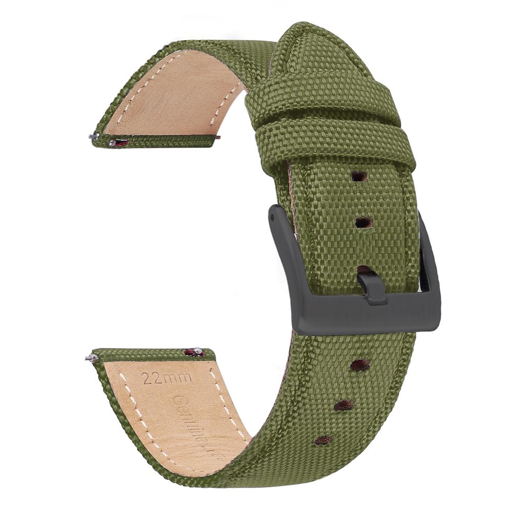 Genuine Leather Nylon Watch Band 20mm 22mm Quick Release Watch Strap for Military Rugged Thickened Ribbed Canvas Watchband Belt