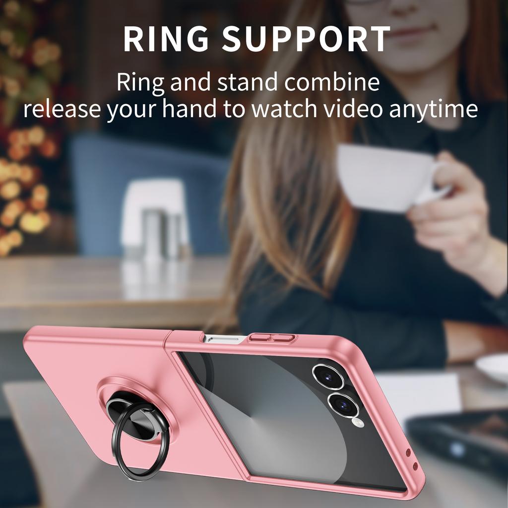 Fashion Protective Case for Samsung Z Flip 8 7 FE 6 5 Invisible Metal Plate Magnetic Car Mount Rotating Stand Anti-scratch Cover