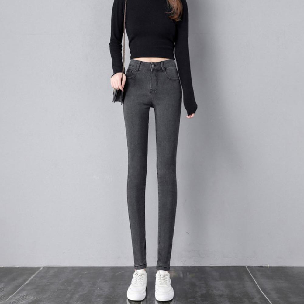 

Повседневные джинсы для通勤, женские, новая весенне-летняя мода, облегающие, с высокой посадкой, тонкие, с узкими штанинами, брюки-карандаш, тренд инс 32