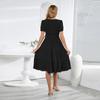 Women's Round Neck Short Sleeve Patchwork Cake Dress Casual Dress Commuting Dress