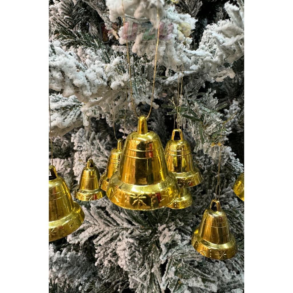 New Year's Pine Tree Bell Ornament Gold String 9pcs 3 Cm New Year Tree Ornament Gold Golden Yellow Color Bell Shiny