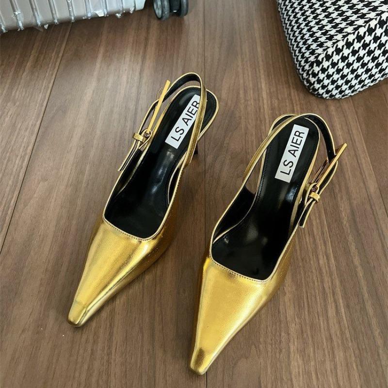 2024 Women Shoes Pumps Fashion Spring Pointed Toe Female Footwear Summer Shallow Slingbacks Sandals Ladies High Heels Shoes