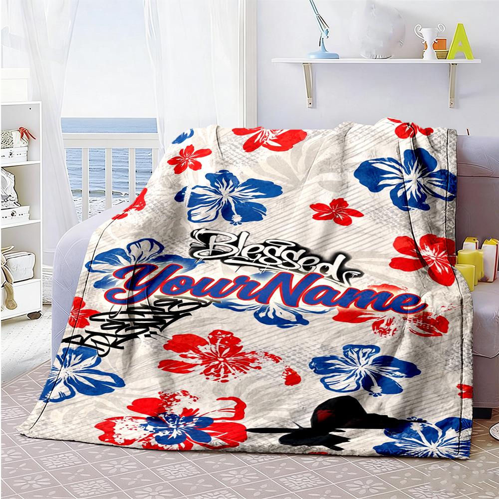Ethnic Tribal Patterns Personalized Name Blanket Throw Customizable Blanket Ultra-Soft Great for Picnics Office Chair Sofa Nap Four Seasons Universal