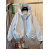Women's Round Neck Long Sleeve Loose Fit Casual Jacket Mid Length Outdoor Windbreaker