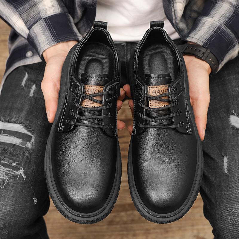 

Мужские оксфордские туфли в британском стиле для активного отдыха, высококачественная повседневная обувь из натуральной кожи, мужская обувь в стиле ретро с противоскользящей подошвой, пригодная для ношения на открытом воздухе 46 чёрный