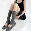 Women's Ballet-Style White Calf Socks: Sheer, Slouchy, Vertical Stripe, Versatile Summer Wear