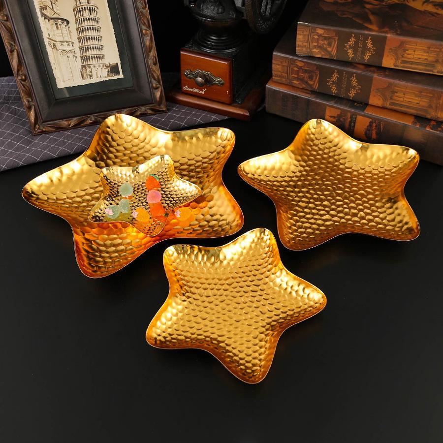 European Polka Dot Star Tray Household Living Room Kitchen Snack Plate Fruit Plate Nut Plate Melon Seed Plate Pastry Fashion Plate