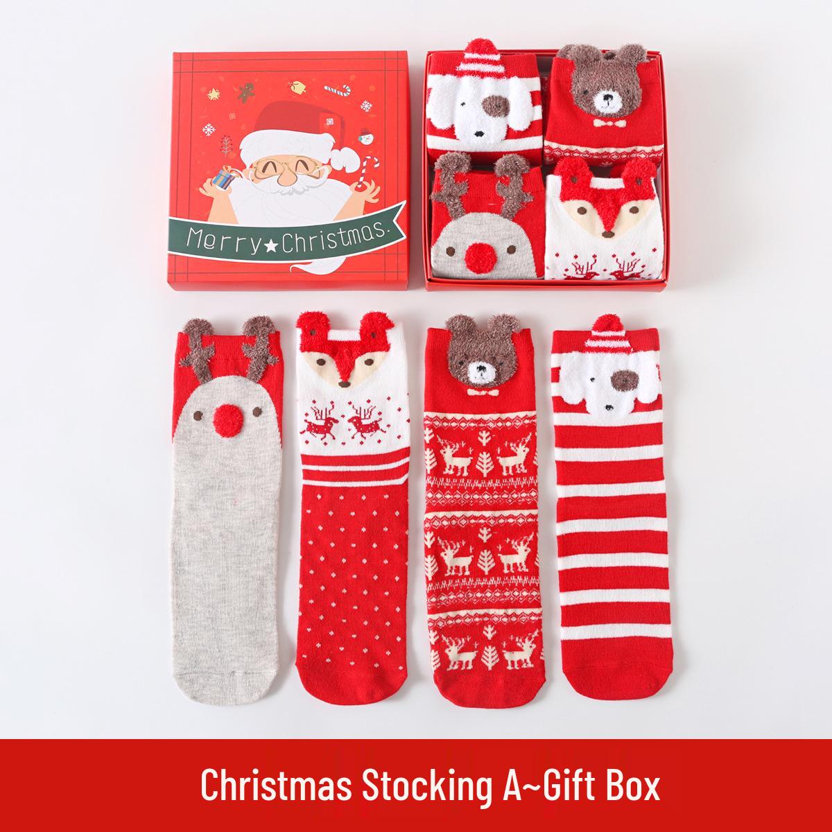 Women s Christmas Mid-Calf Cotton Socks Gift Box - Autumn/Winter Collection